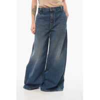 Blugi drepti Dark Washed Super Wide Leg Denims Femei