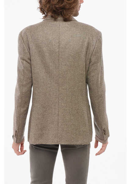 Sacouri CORNELIANI Virgin Wool Double-Breasted Blazer Gate Beige Barbati (BM 17937106) 2