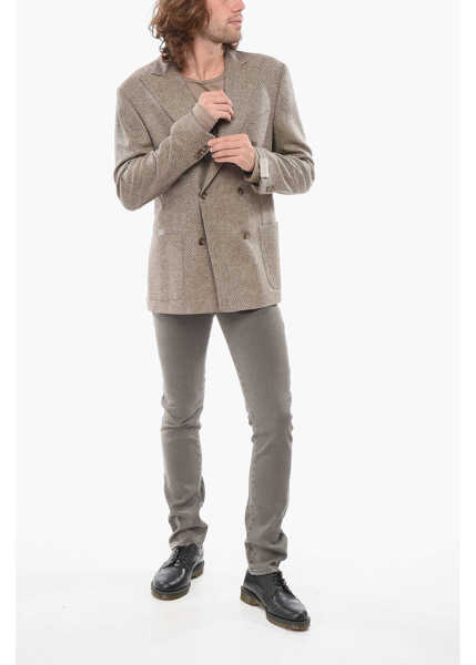 Sacouri CORNELIANI Virgin Wool Double-Breasted Blazer Gate Beige Barbati (BM 17937106) 4