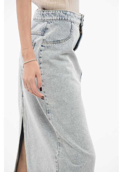 Fuste casual THE MANNEI Stone Washed Malmo Denim A-Line Skirt Light Blue Femei (BM 17937109) 3
