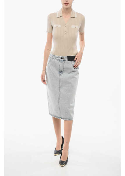 Fuste casual THE MANNEI Stone Washed Malmo Denim A-Line Skirt Light Blue Femei (BM 17937109) 4