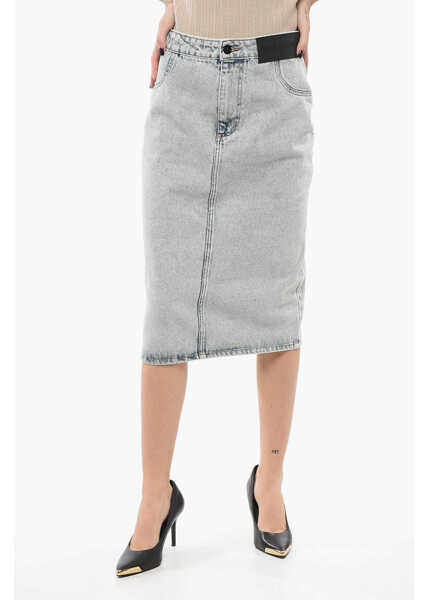 Fuste casual THE MANNEI Stone Washed Malmo Denim A-Line Skirt Light Blue Femei (BM 17937109) 1