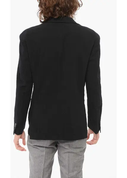 Sacouri CORNELIANI Cc Collection Embossed Fabric Relight Blazer With Patch Pock Black Barbati (BM 17937157) 2