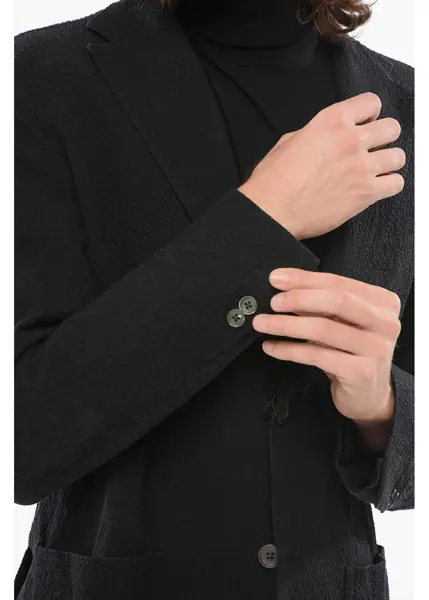 Sacouri CORNELIANI Cc Collection Embossed Fabric Relight Blazer With Patch Pock Black Barbati (BM 17937157) 3