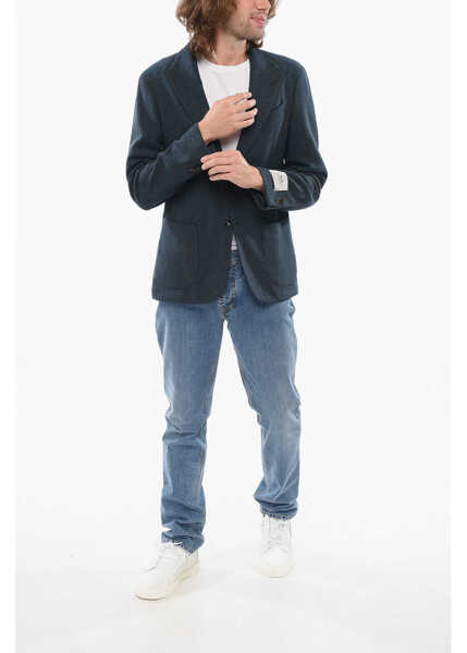 Sacouri CORNELIANI Cc Collection Virgin Wool Retailored Light Unlined Blazer Blue Barbati (BM 17937160) 4