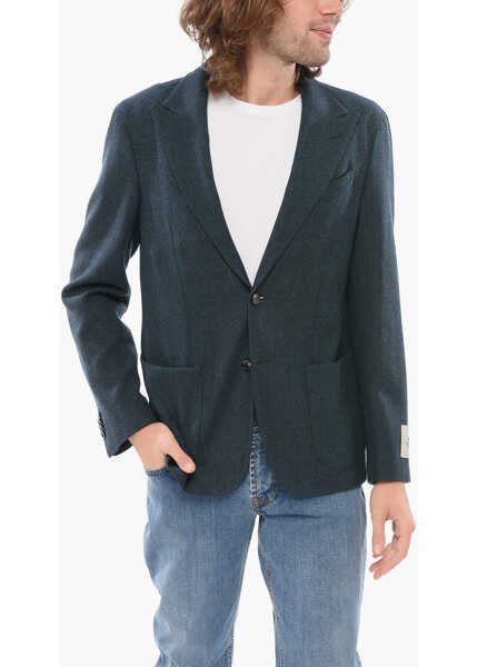 Sacouri CORNELIANI Cc Collection Virgin Wool Retailored Light Unlined Blazer Blue Barbati (BM 17937160) 1