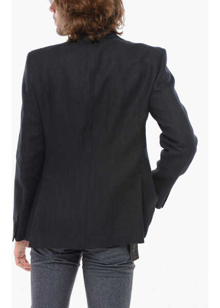 Sacouri CORNELIANI Cc Collection Linen Blazer With Flap Pockets Blue Barbati (BM 17937163) 2