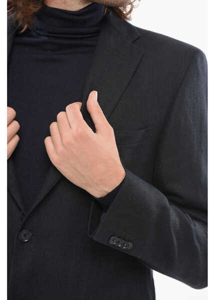 Sacouri CORNELIANI Cc Collection Linen Blazer With Flap Pockets Blue Barbati (BM 17937163) 3