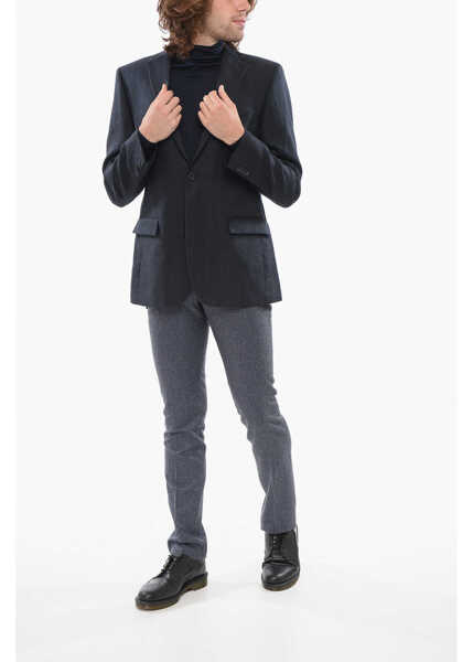 Sacouri CORNELIANI Cc Collection Linen Blazer With Flap Pockets Blue Barbati (BM 17937163) 4