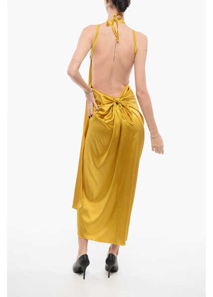 Rochii lungi STEPHAN JANSON Satin Dropped Shoulder Dress Yellow Femei (BM 17937271) 2