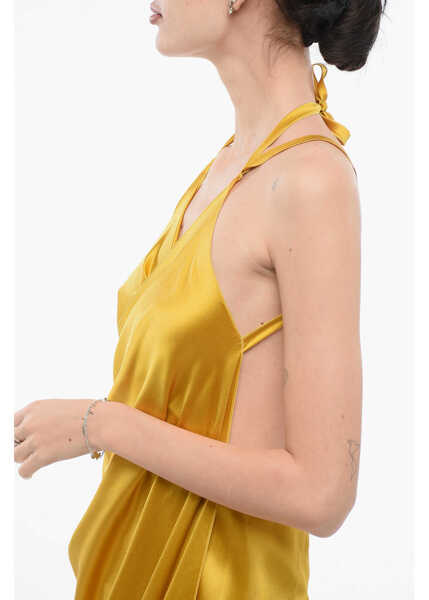 Rochii lungi STEPHAN JANSON Satin Dropped Shoulder Dress Yellow Femei (BM 17937271) 3