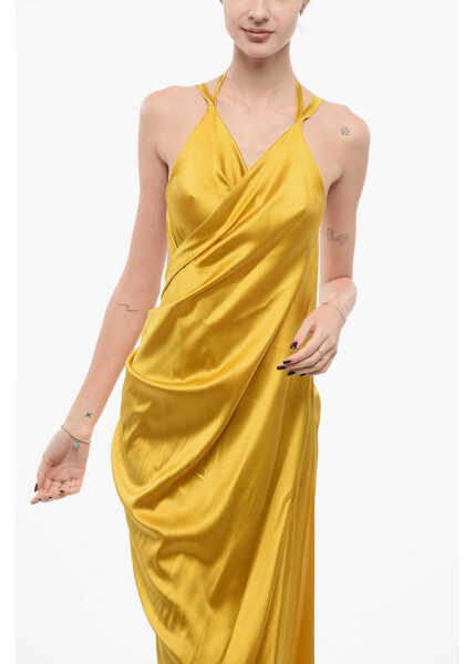 Rochii lungi STEPHAN JANSON Satin Dropped Shoulder Dress Yellow Femei (BM 17937271) 4