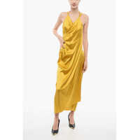 Rochii lungi Satin Dropped Shoulder Dress Femei