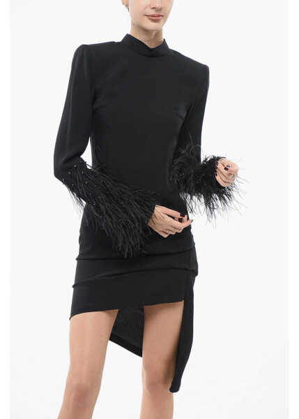 Rochii lungi LA SEMAINE PARIS Openback Dress With Feathers Black Femei (BM 17937280) 4