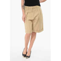 Pantaloni scurti Double-Pleated Linen Blend Shorts Femei
