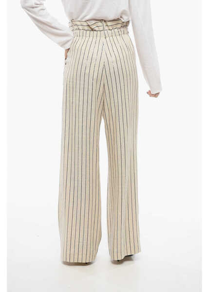 Pantaloni casual THE MANNEI Low-Waisted Wide Leg Pants Beige Femei (BM 17937298) 2