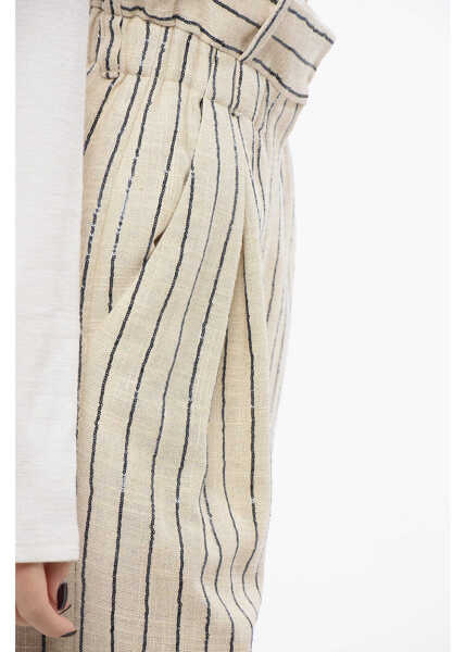 Pantaloni casual THE MANNEI Low-Waisted Wide Leg Pants Beige Femei (BM 17937298) 3