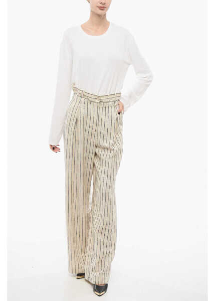 Pantaloni casual THE MANNEI Low-Waisted Wide Leg Pants Beige Femei (BM 17937298) 4