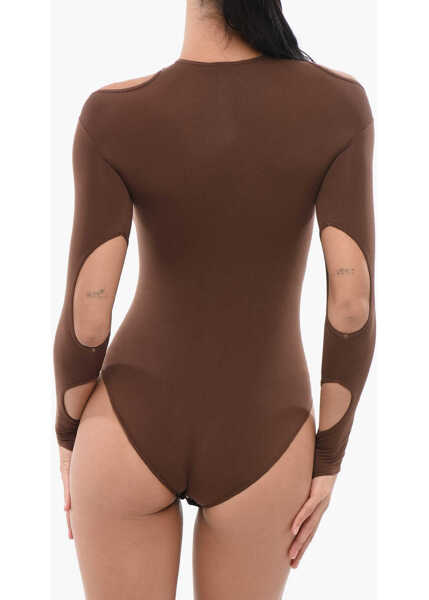 Body-uri ANDREADAMO Stretch Fabric Bodysuit With Cut-Out Details Brown Femei (BM 17937301) 2