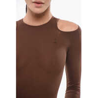 Lenjerie intima ANDREADAMO Dama - Body-uri ANDREADAMO Stretch Fabric Bodysuit With Cut-Out Details Brown Femei (BM 17937301) - B-mall.ro