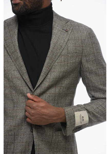 Sacouri CORNELIANI Cc Collection Virgin Wool Refined Blazer With Glen Plaid Mot Black & White Barbati (BM 17937313) 3