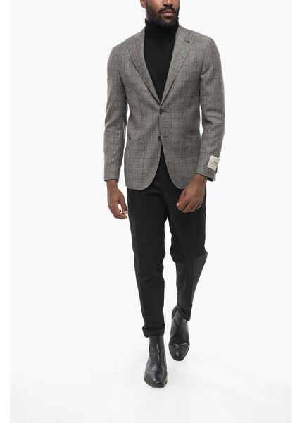 Sacouri CORNELIANI Cc Collection Virgin Wool Refined Blazer With Glen Plaid Mot Black & White Barbati (BM 17937313) 4