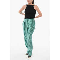 Imbracaminte Armani Dama - Pantaloni casual Armani Linen And Silk Blended Pants With Pleats Green Femei (BM 17937316) - B-mall.ro