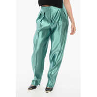 Pantaloni casual Linen And Silk Blended Pants With Pleats Femei