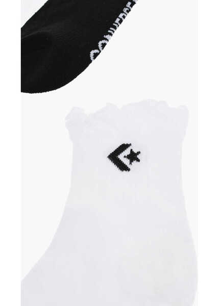 Sosete Converse Set Of 2 Stretch Fabric Socks With Scalloped Edge Black & White Femei (BM 17937340) 2