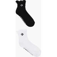 Sosete Converse Dama - Sosete Converse Set Of 2 Stretch Fabric Socks With Scalloped Edge Black & White Femei (BM 17937340) - B-mall.ro