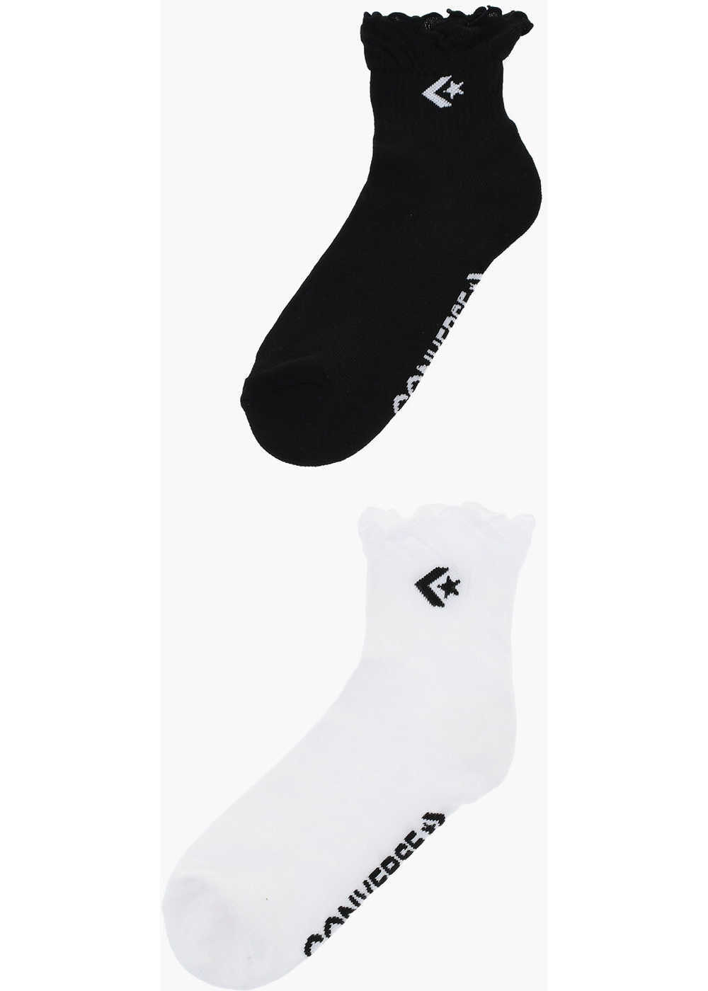 Sosete Converse Set Of 2 Stretch Fabric Socks With Scalloped Edge Black & White Femei (BM 17937340) 1