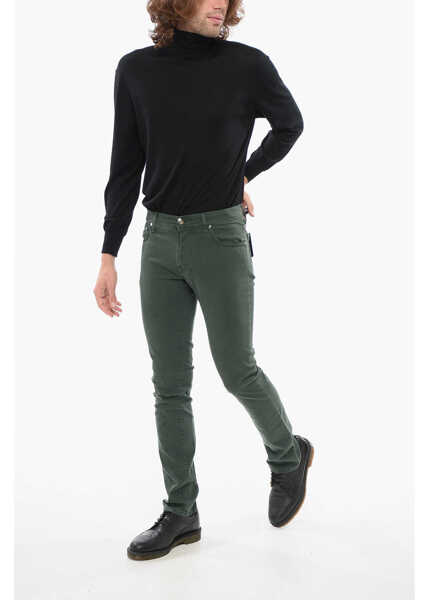 Pantaloni casual CORNELIANI Id Ton-Sur-Ton Embroidered Denims Green Barbati (BM 17937361) 4