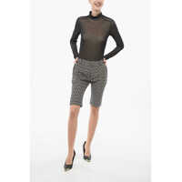Imbracaminte Dama pagina 449 - Pantaloni scurti Balmain Monogram Cotton Skinny Fit Shorts Black & White Femei (BM 17937370) - B-mall.ro