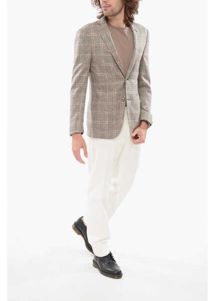 Sacouri elegante CORNELIANI Tartan Cashmere Blend Gate Blend With Patch Pockets Beige Barbati (BM 17937457) 4