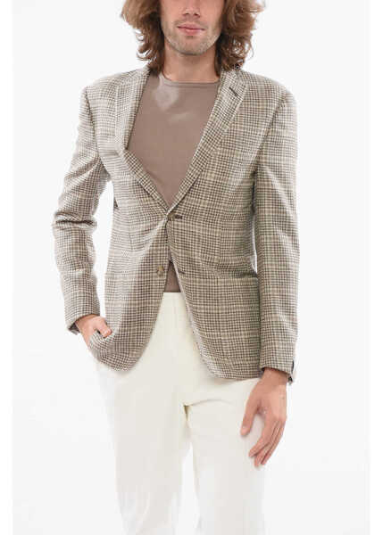 Sacouri elegante CORNELIANI Tartan Cashmere Blend Gate Blend With Patch Pockets Beige Barbati (BM 17937457) 1