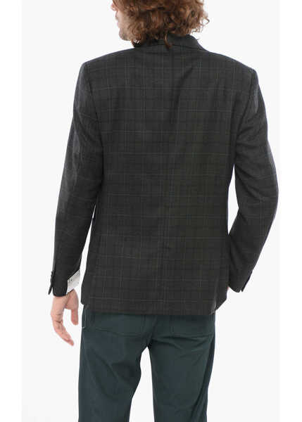 Sacouri CORNELIANI Cc Collection Virgin Wool Blazer With Check Motif Green Barbati (BM 17937460) 2