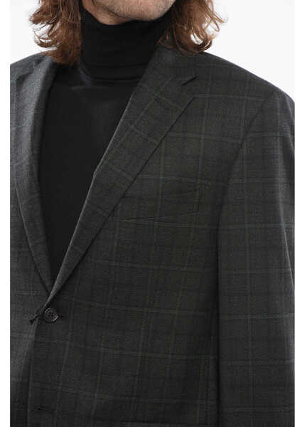 Sacouri CORNELIANI Cc Collection Virgin Wool Blazer With Check Motif Green Barbati (BM 17937460) 3