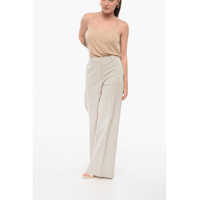 Imbracaminte QL2 Dama - Pantaloni casual QL2 Pinstriped Wide-Leg Pants Beige Femei (BM 17937493) - B-mall.ro