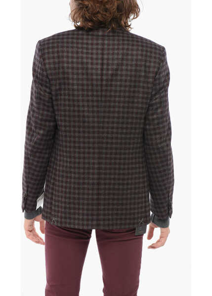 Sacouri CORNELIANI Cc Collection Virgin Wool Blazer With Check Motif Burgundy Barbati (BM 17937496) 2