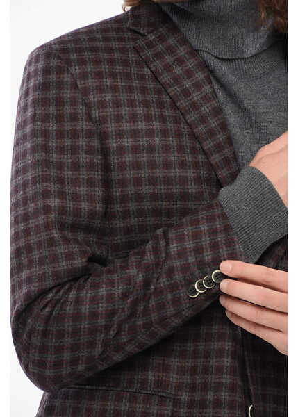 Sacouri CORNELIANI Cc Collection Virgin Wool Blazer With Check Motif Burgundy Barbati (BM 17937496) 3