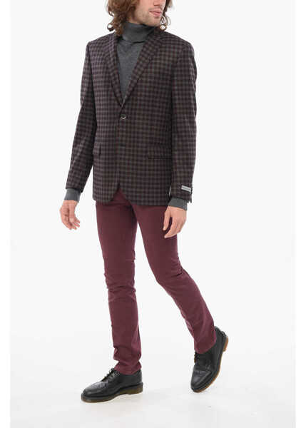 Sacouri CORNELIANI Cc Collection Virgin Wool Blazer With Check Motif Burgundy Barbati (BM 17937496) 4