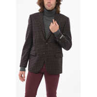 Sacouri Cc Collection Virgin Wool Blazer With Check Motif Barbati