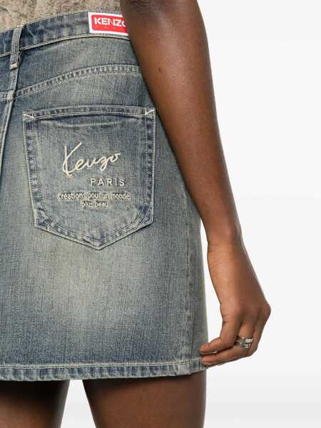 Fuste casual Kenzo Vintage Washed Denim Miniskirt Blue Femei (BM 17937535) 5