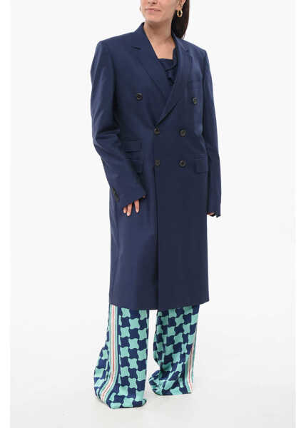 Paltoane ARMARIUM Double-Breasted Coat With Notch Lapel Blue Femei (BM 17937559) 4