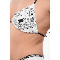 Costume de baie Karl Lagerfeld Dama - Sutiene Karl Lagerfeld Printed Triangle Bikini Top White Femei (BM 17937565) - B-mall.ro