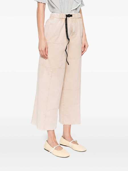 Pantaloni casual White Sand White Sand Cotton Wide-Leg Trousers Beige Femei (BM 17938950) 3