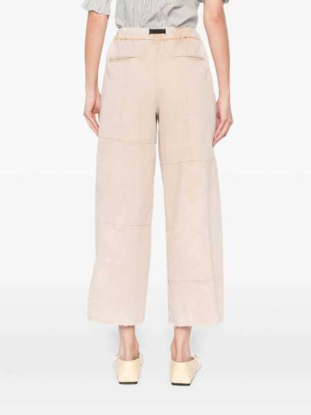 Pantaloni casual White Sand White Sand Cotton Wide-Leg Trousers Beige Femei (BM 17938950) 4