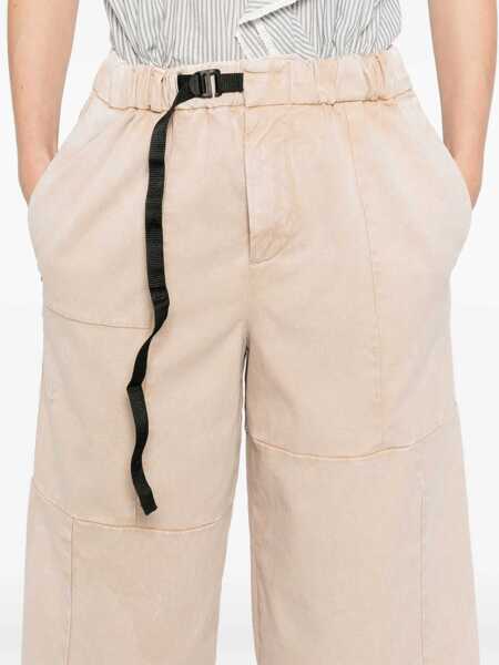 Pantaloni casual White Sand White Sand Cotton Wide-Leg Trousers Beige Femei (BM 17938950) 5