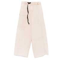 Pantaloni casual White Sand Cotton Wide-Leg Trousers Femei