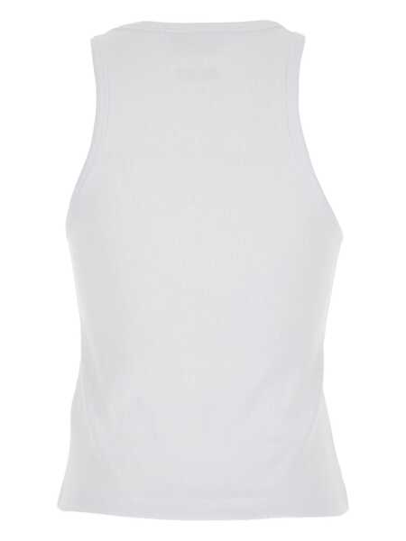 Topuri MSGM White Top With Round Neck And Applied Circle Details In Cotton Woman WHITE Femei (BM 17939244) 2
